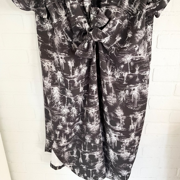 Old Navy Midi Shirt Dress Collared Southwestern print Black White Gray Bow 2X - Picture 8 of 12